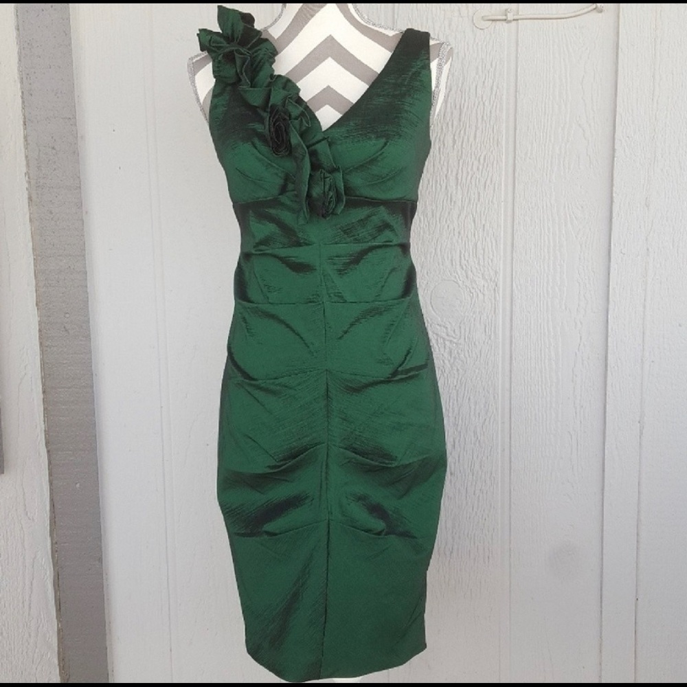 Green Party Special Occasion Sleeveless Ruch Dress